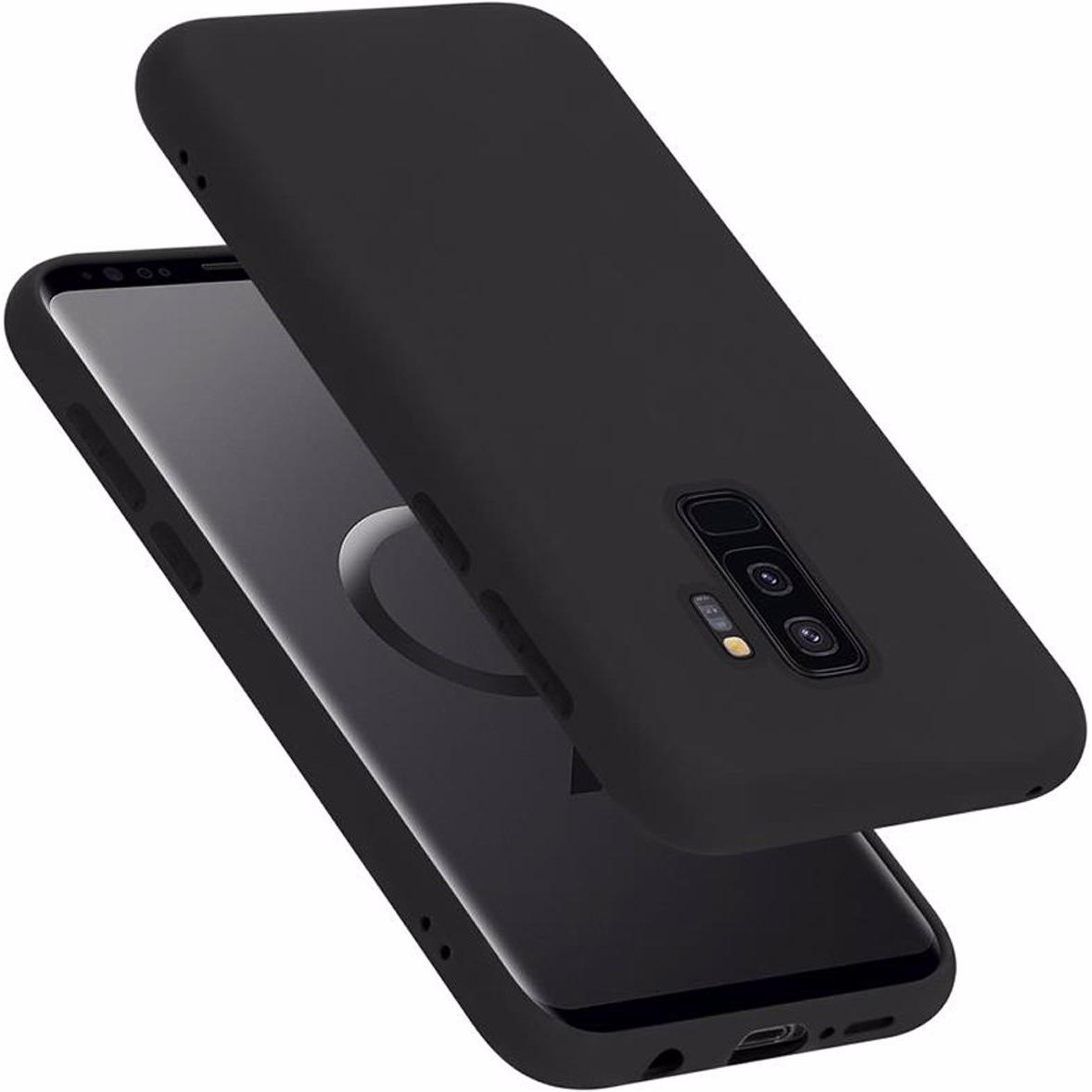 Cadorabo TPU Liquid Silicone Case Cover (Samsung Galaxy S9+), Smartphone Hülle, Schwarz