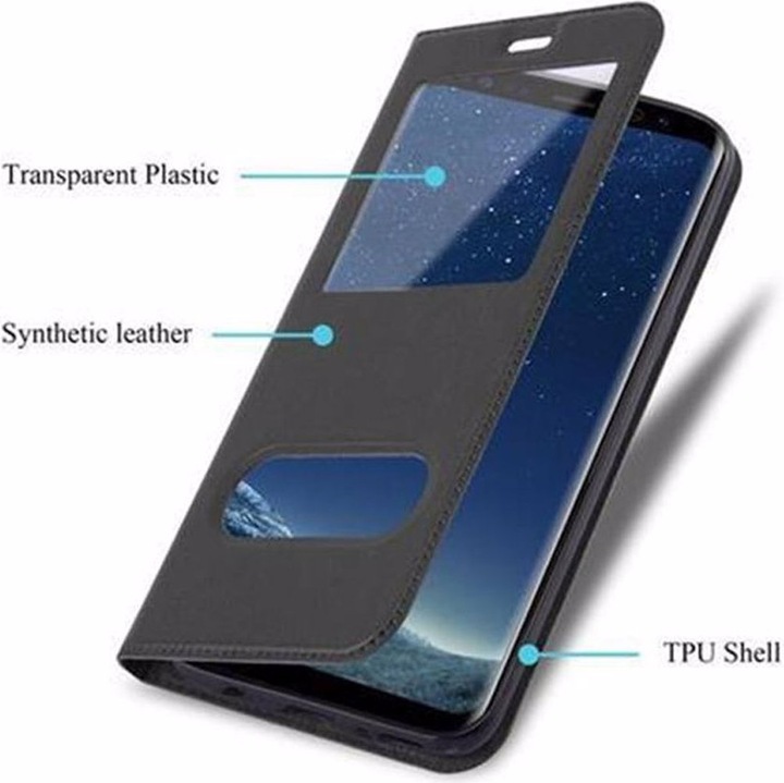 Actual product image Cadorabo Book with View double window cover (Samsung Galaxy S8)