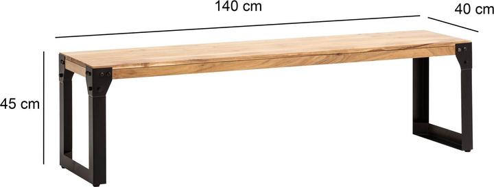 Actual product image FineBuy Esszimmerbank Sitzbank Akazie Massivholz Essbank Industrial Holzbank (140 cm)