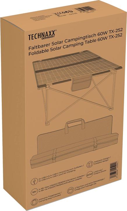 Produktbild Technaxx Faltbarer Solar-Campingtisch 60W TX-252