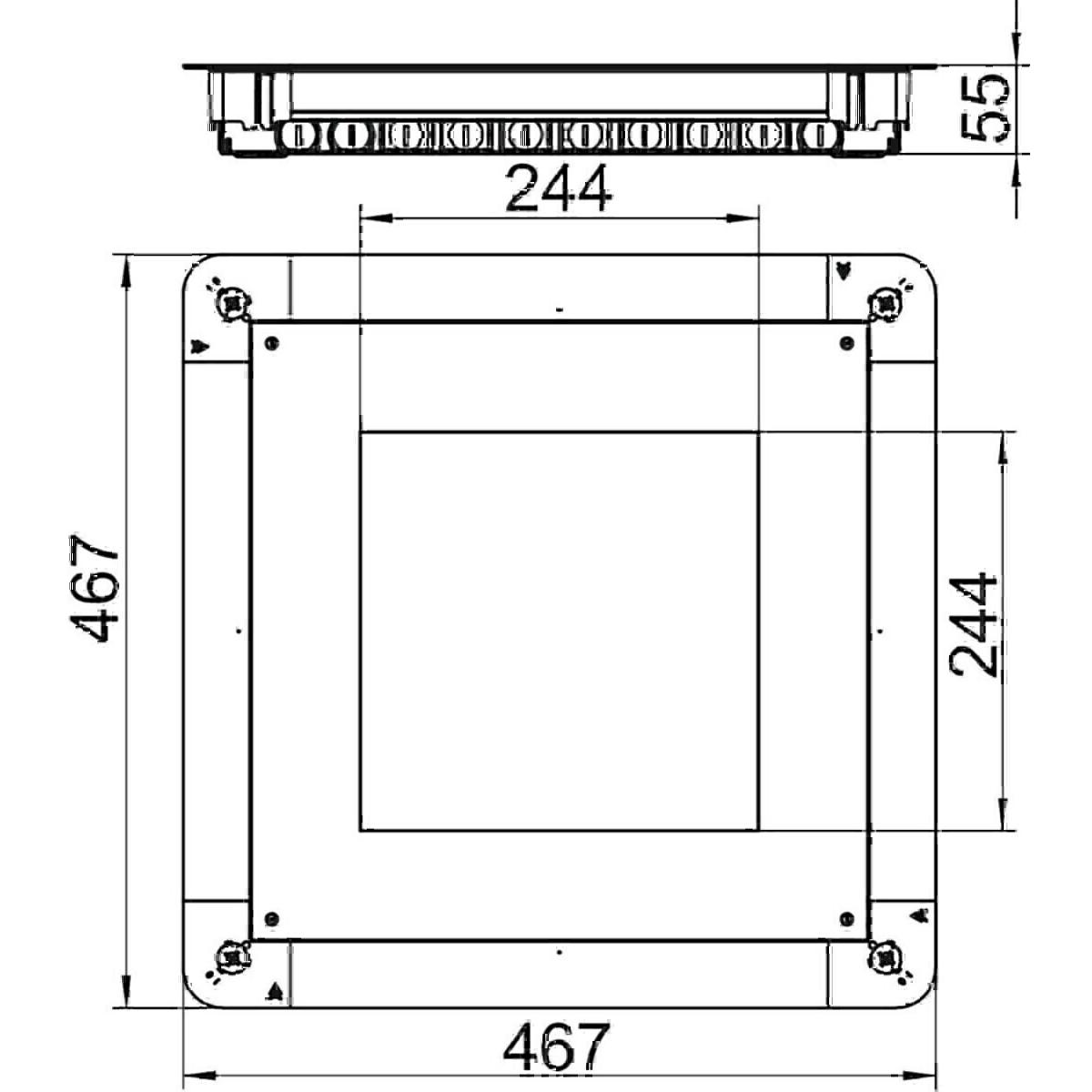 Thumbnail - OBO Bettermann, Gewindeschneider + Gewindebohrer, OBO UGD55 350-3 9R Unterflur-GerÃ¤tedose 467x467x55mm