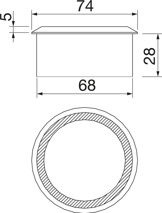 Produktbild Alles im griff Kabeldurchführung Kabeldurchlass rund Einbau Kabeldoseø 68mm Buche roh 2-teilig (Kabeldurchlass)