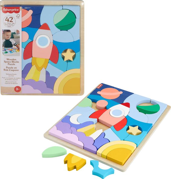 Produktbild Fisher-Price Weltraum Holz-Puzzle (42 Teile)