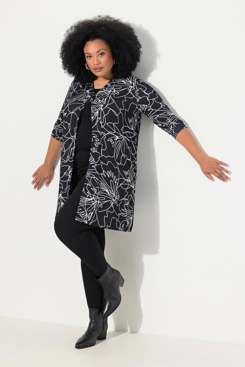 Actual product image Ulla Popken Matte Jersey Flower Silhouette Open Shape Jacket (62)