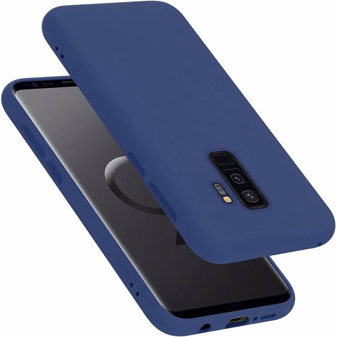 Cadorabo TPU Liquid Silicone Case Cover (Samsung Galaxy S9+), Smartphone Hülle, Blau