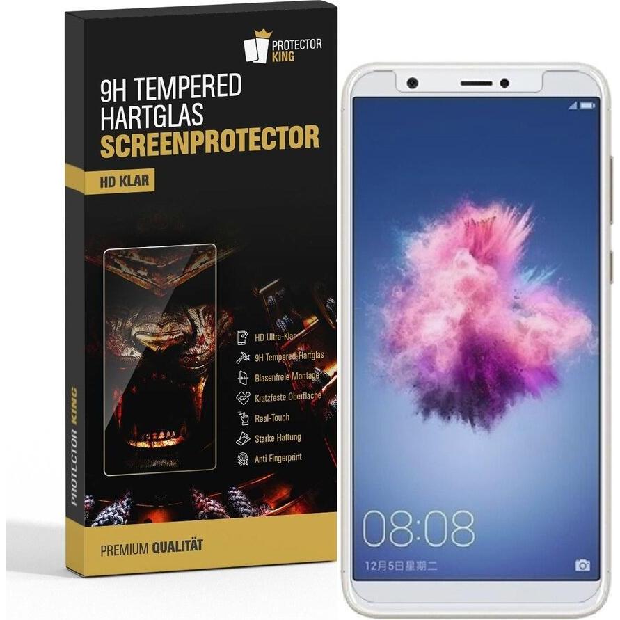 Protectorking 2x echtes Tempered 9H Panzerhartglas 3D KLAR (2 Stück, Huawei P Smart), Smartphone Schutzfolie