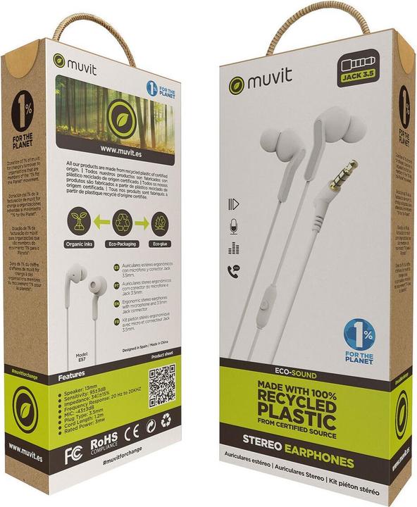 Actual product image Muvit Kopfhörer for Change E57 Weiss (NC, Cable)