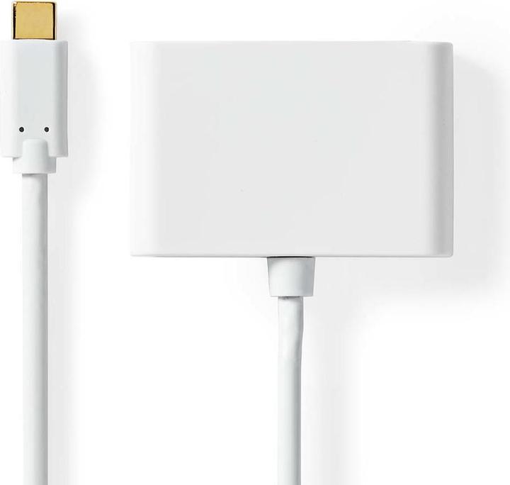 Produktbild Nedis USB Adapter USB 3.2 Gen 1 USB-CT Male 2X USB-A 1000 Mbps 0.20 m Round Nickel Plated PVC White (USB Typ-C, 20 cm)