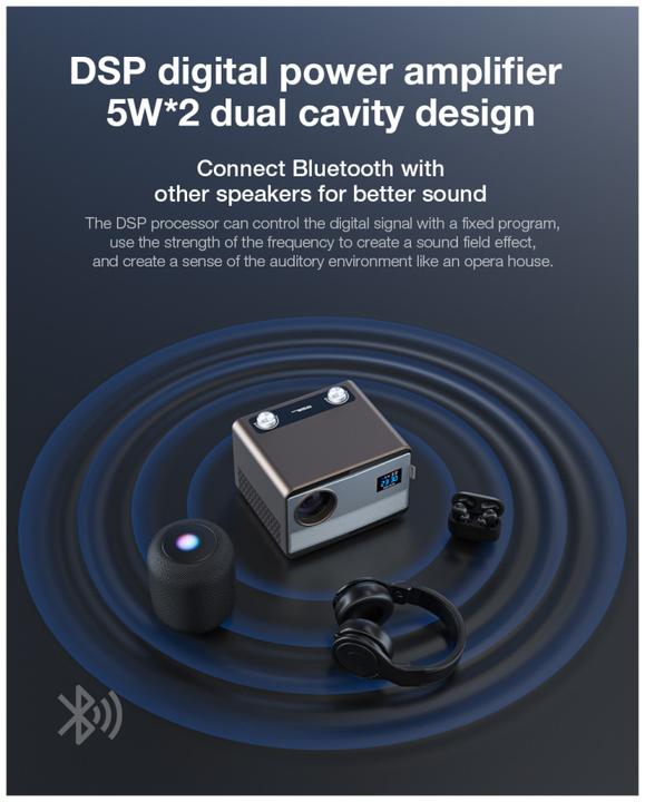 Produktbild BlitzWolf Projector LED BW-V7, 1080p, Android, Bluetooth (850 lm)