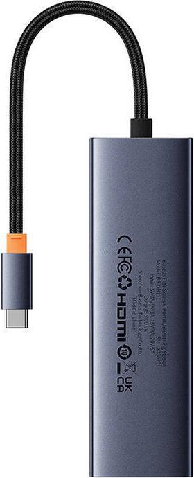 Actual product image Baseus Hub 6w1 UltraJoy 6-Port ( USB-C to 1xHDMI4K@30Hz + 3xUSB 3.0 + 1xPD +RJ45) (USB-C, 6 ports)