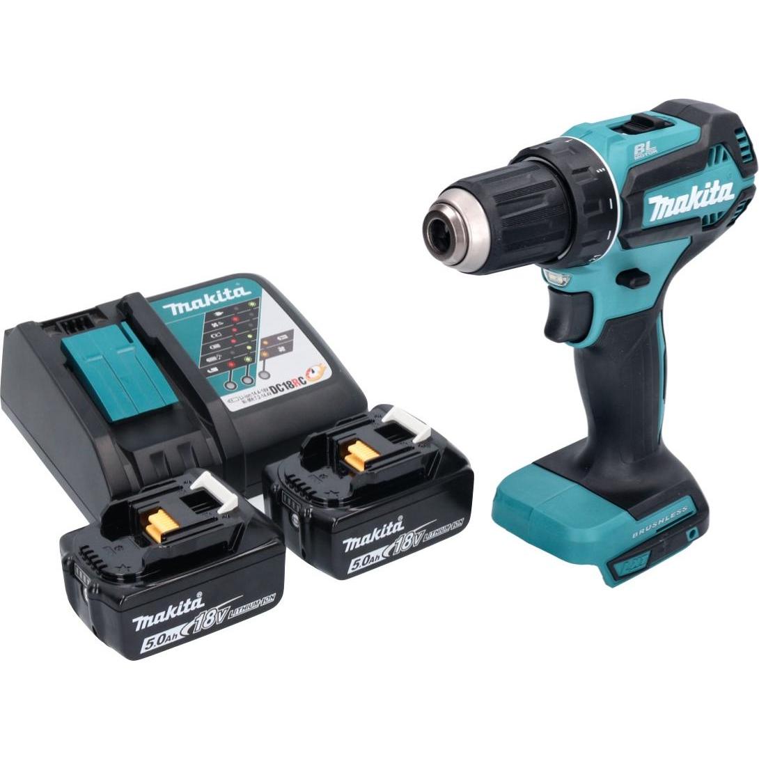 Thumbnail - Makita, Bohrmaschine + Akkuschrauber, DDF 485 RT Akku Bohrschrauber 18 V 50 Nm Brushless + 2x Akku 5,0 Ah + Ladegerät (A...