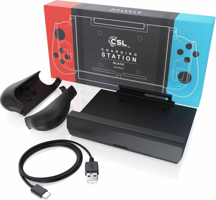 Image du produit CSL Boîtier de batterie Nintendo Switch 10000mAh, powerbank pour manette avec grips Joy-Con, chargeur (Switch)