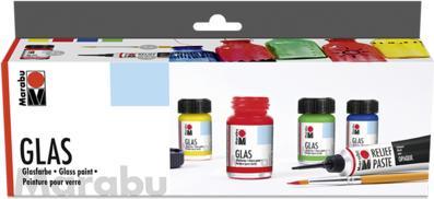 Produktbild Marabu Glasmalfarbe Starterset (Rot, Hellgrün, Gelb, Blau, 60 ml)