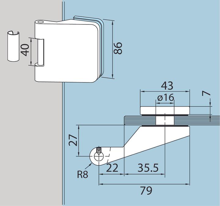 Dormakaba Glass door hinge Junior Office Classic