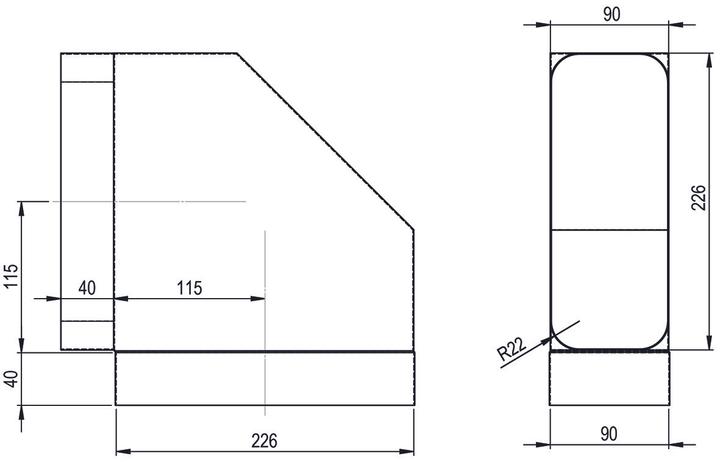 Actual product image Hastrag Connection sleeve 90° for flat duct