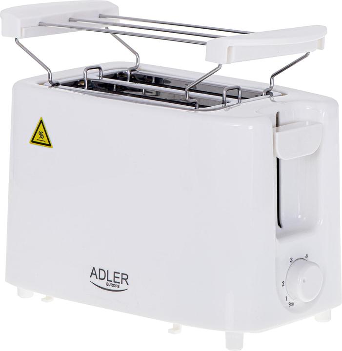 Adler Toaster AD 3223 Power 750 W, Number of slots 2, Housing material Plastic, Baltas