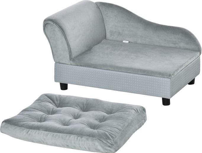 Produktbild Swisshandel24 Hundesofa Plüsch Hundebett Haustiersofa mit Matte und Lagerraum, Naturholz, Hellblau, 76 x 45 x 41,5 (Katze, Hund)