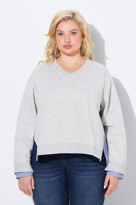 Produktbild Ulla Popken 2-in-1-Sweatshirt, V-Ausschnitt, Langarm (50, 52)