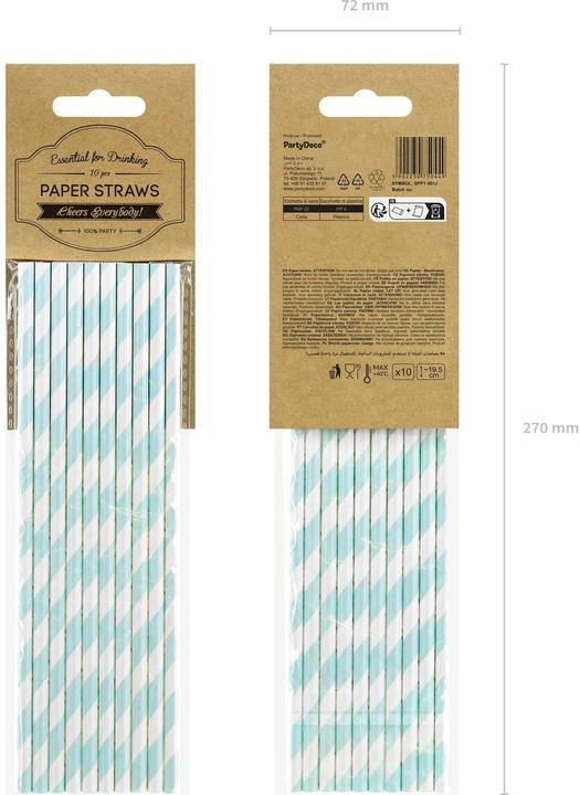 Produktbild Partydeco Gestreifte Strohhalme Babyblau (10 x)