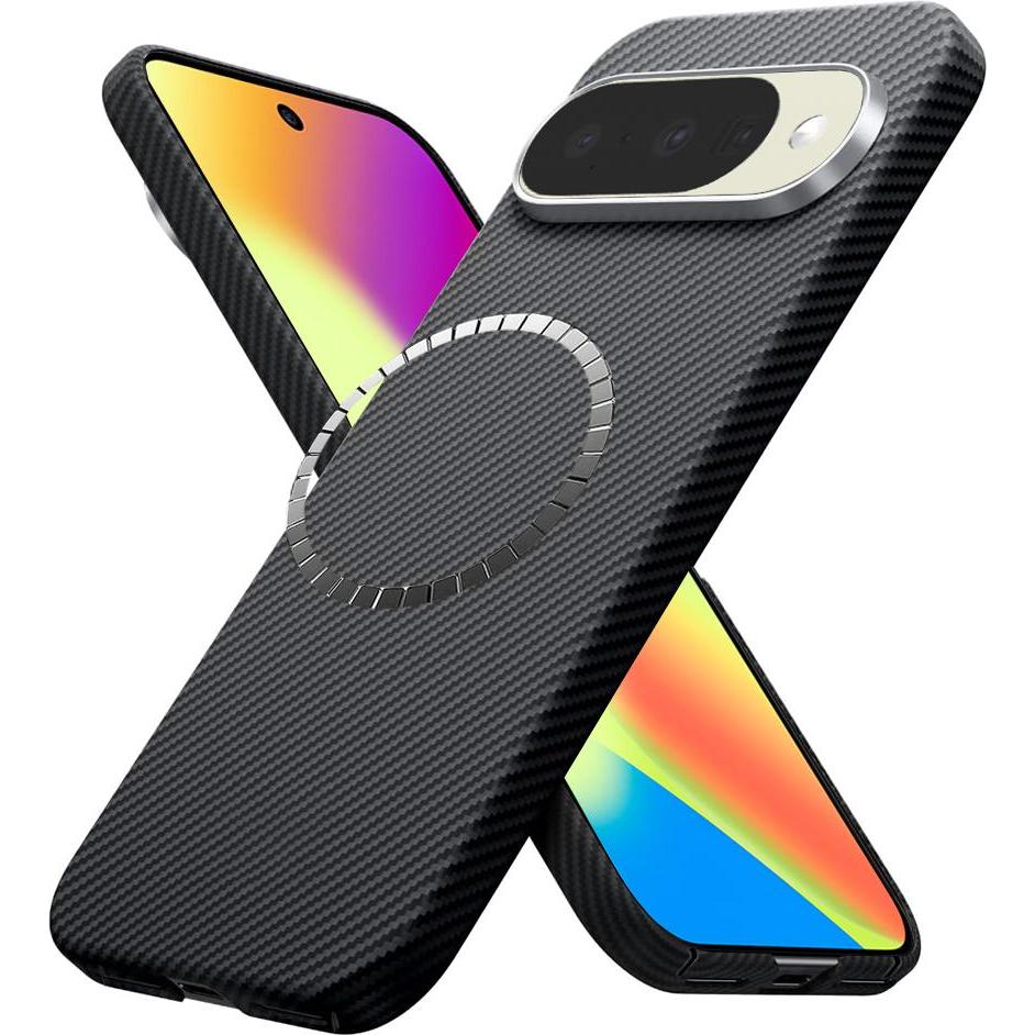 Techsuit - Aramid Fiber MagSafe - Google Pixel 10 / Pixel 10 Pro - Black (Google Pixel 10, Google Pixel 10 Pro), Cover smartphone, Nero