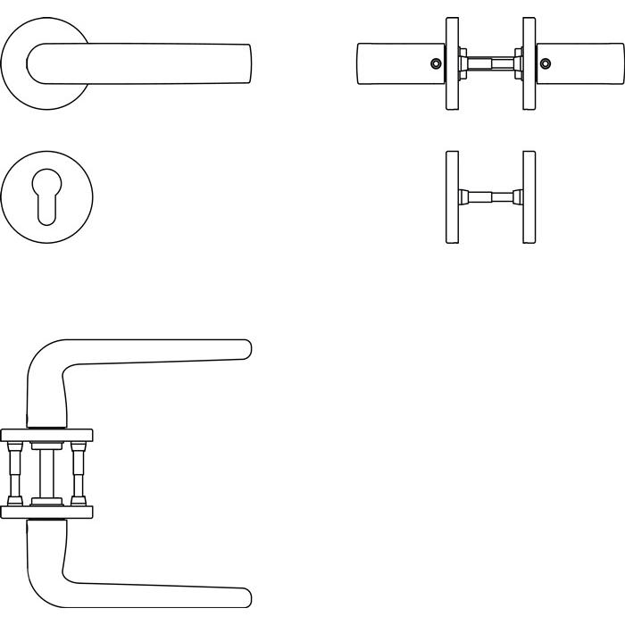 Thumbnail - FSB, Türgriff + Fenstergriff, Rosettengarnitur 12 1076 Aluminium 0105 rund WC-R8 DIN links / rechts D/D (Türgarnitur)