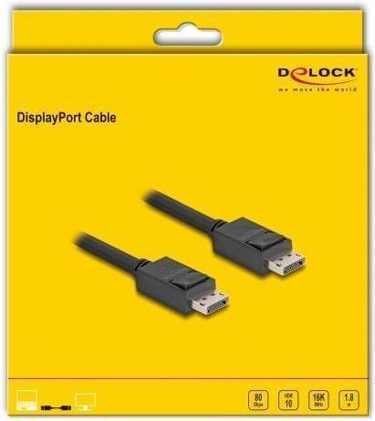 Immagine prodotto Delock Cavo DisplayPort 16K 60 Hz 80 Gbps 1,8 m (1.80 m, DisplayPort, 2.1)