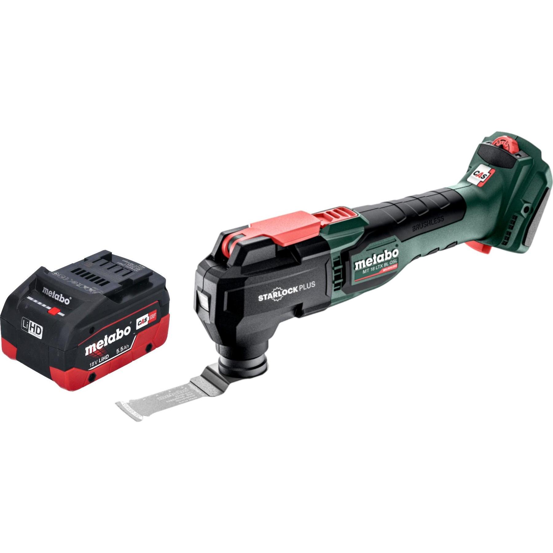 Metabo, Elettroutensile multifunzionale, MT 18 LTX BL QSL Akku Multitool 18 V Brushless Starlock Plus + 1x LiHD Akku 5,5 Ah - ohne