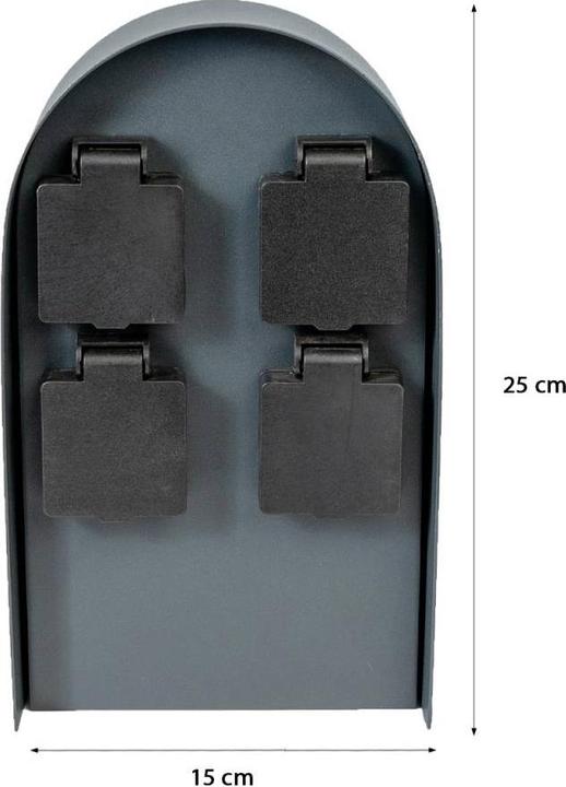 Image du produit Grafner Colonne de prises Noir avec 4 prises extérieures Acier inoxydable Prise de jardin Colonne d'énergie