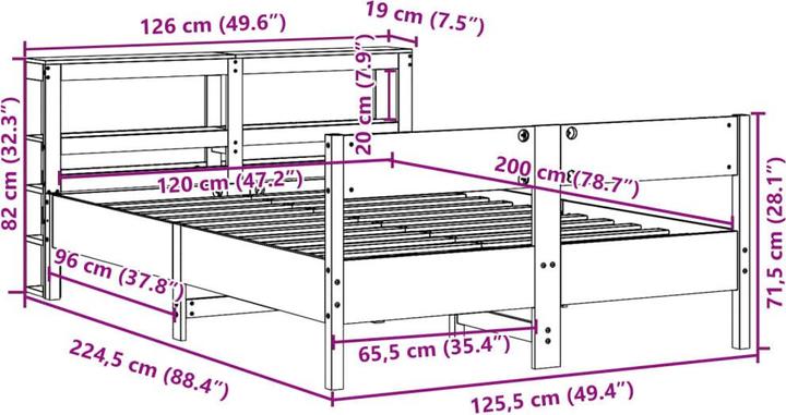 Actual product image vidaXL Bettgestell (120 x 200 cm)