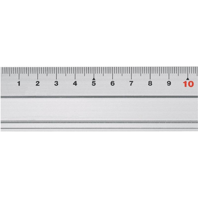 BRW, Messlehre, Aluminium-Lineal mit Fase und Antirutsch-Gummi (30 cm)