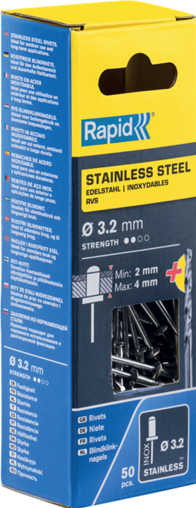 Produktbild Rapid Edelstahl Blindniete Ø 3,2 x 8 mm