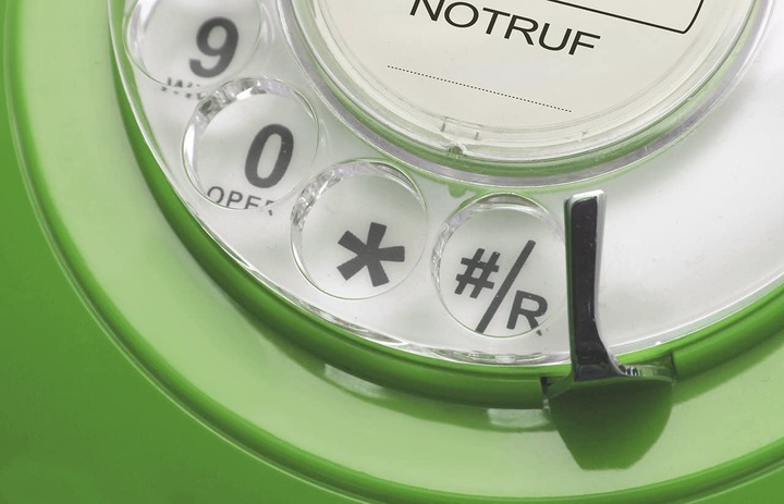 Produktbild Opis Technology Retro Telefon im sechziger Jahre Vintage Design mit Wählscheibe und Metallklingel, grün Po
