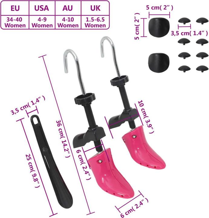 Image du produit VidaXL Embauchoirs avec chausse-pied Rose UE 34-40 (1 x)