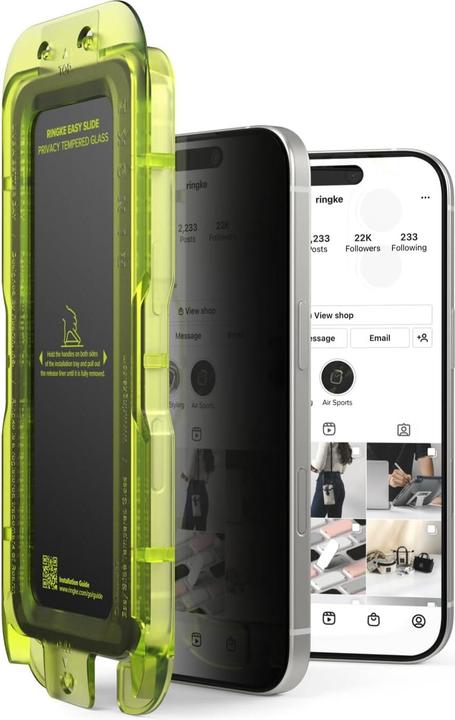 Actual product image Ringke - Easy Slide Privacy Tempered Glass (2 pack) - iPhone 17 - Black (2 pcs., Apple iPhone 17)