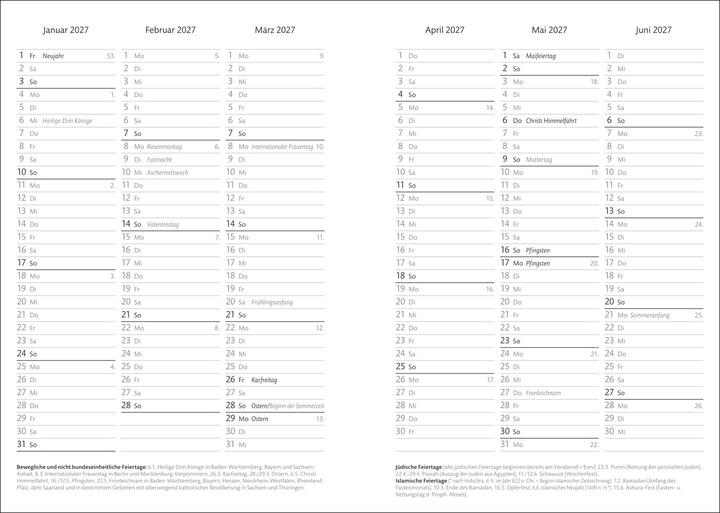 Immagine prodotto Kalenderbuch A6 gelb 2026 (A6, 1 settimana / 2 pagine)