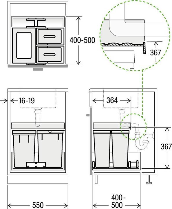 Productafbeelding Müllex Afvalinvoersysteem X-LINE X55 M17 Premium (20 l)