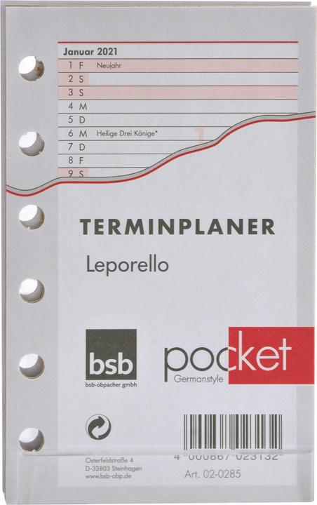 Actual product image BSB-Obpacher Timer folding calendar approx. A7 (A7)