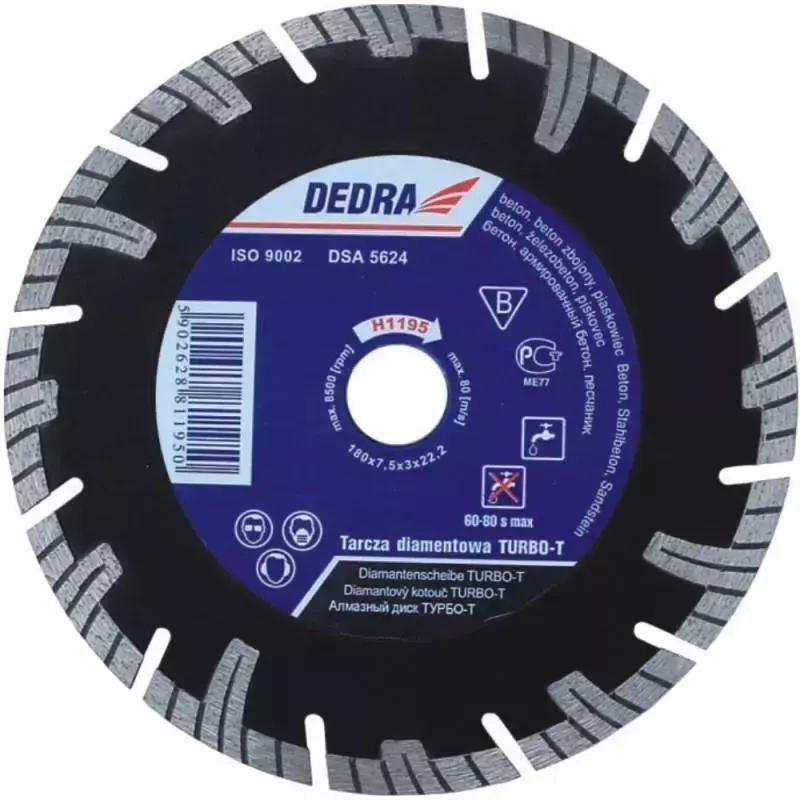 Dedra, Sägeblatt, Turbo-T Diamanttrennscheibe zum Schneiden von Stahlbeton 200 mm 25,4 mm H1196E