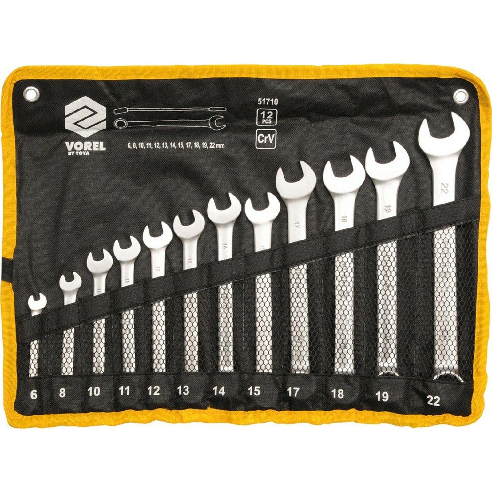 Toya, Schraubenschlüssel, Satz mit 12 Steckschlüsseln 6 - 22 mm CrV (22 mm, 8 mm, 10  mm, 14 mm, 21 mm, 18 mm, 11 mm, 7 ...