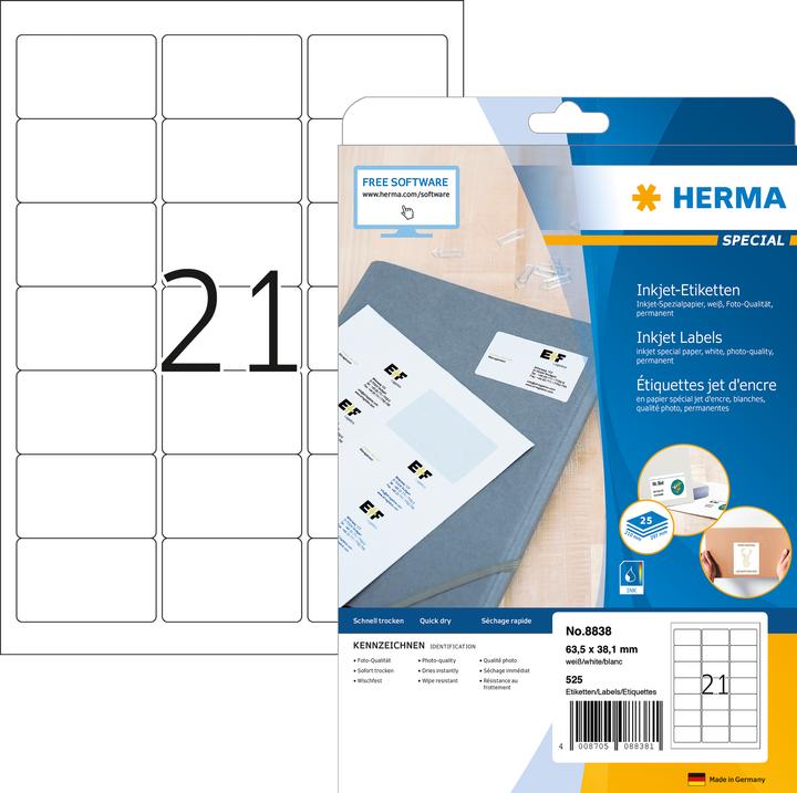 Produktbild HERMA Inkjet Adressetiketten A4