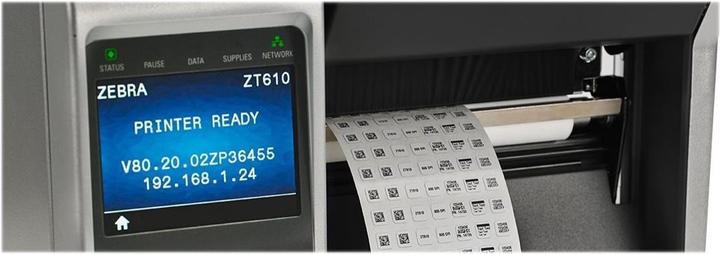 Produktbild Zebra ZT610, 8 Punkte/mm (203dpi), Cutter, Disp. (Farbe), RTC, ZPL, ZPLII, USB, RS232, BT, Ethernet (203 dpi)