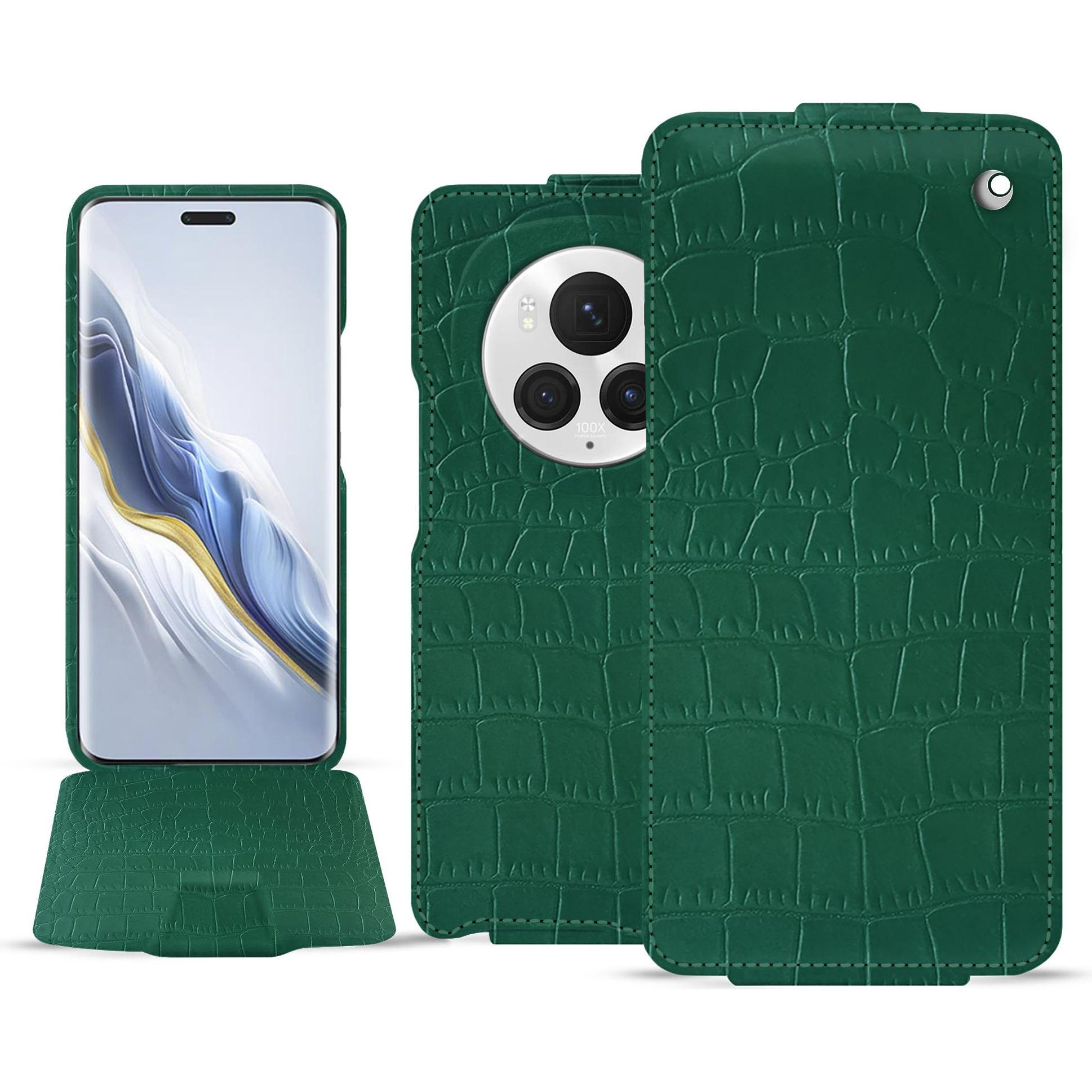 Noreve Lederschutzhülle vertikal (Honor Magic6 Pro), Smartphone Hülle, Grün