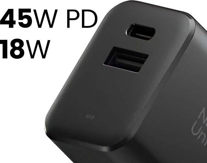 Actual product image Native Union Fast GaN Charger Schnellladegerät schwarz / 1x USB-C / 1x USB-A / 45W (45 W, 2 ports)