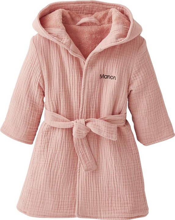 Image du produit Vertbaudet Collection bio : peignoir bébé animal en mousseline personnalisable (80)