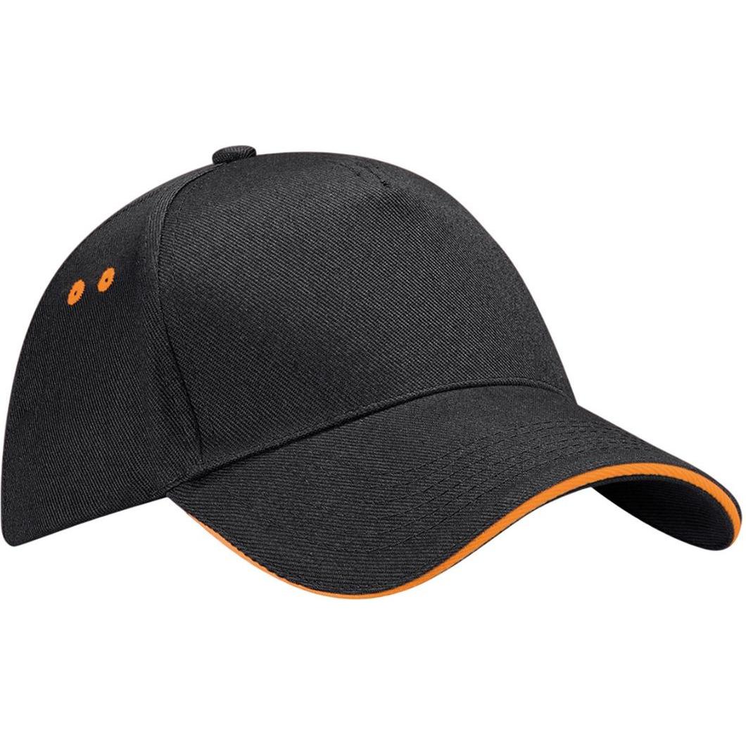 Beechfield, Herren, Cap, BaseballMütze Sandwichschirm, Schwarz, (One Size)