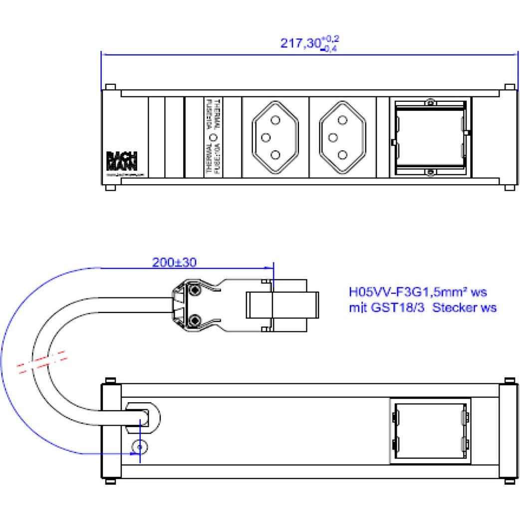 Thumbnail - Bachmann, Steckdosenleiste, BACH Steckdosenleiste (2 x, Typ 13, 0.20 m)