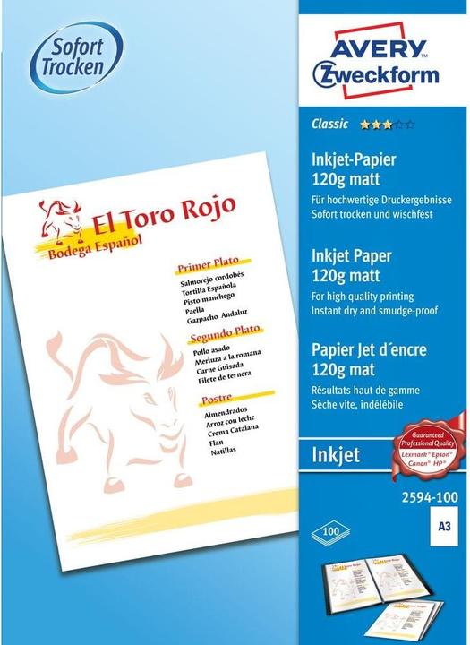 Produktbild Avery Classic Inkjet Papier (120 g/m², 100 x, A3)