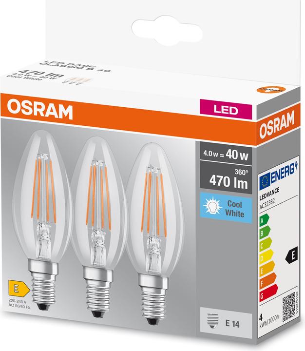 Produktbild Osram Base Classic B (E14, 4 W, 470 lm, 3 x, E)