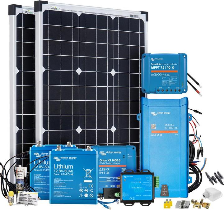 Offgridtec Mobil VeCore S 100W 1280Wh Wohnmobil Solaranlage inkl. MultiPlus12/800/35 Wechselrichter, Batteriela (100 W)