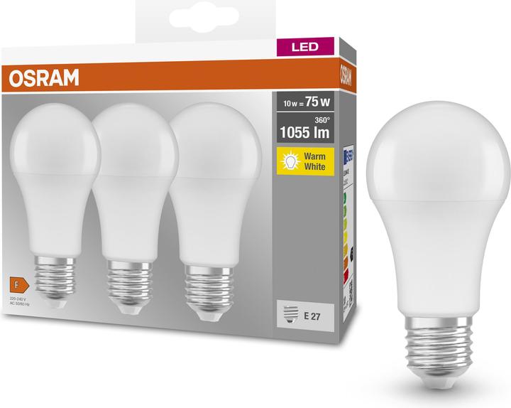 Image du produit Osram Led Base Classic A (E27, 10.50 W, 1055 lm, 3 x, F)